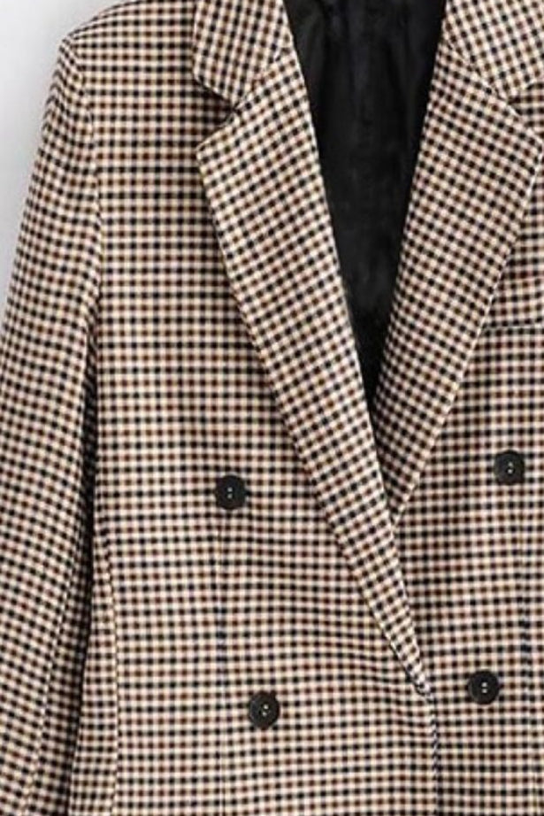 Checkered Office Long Sleeve Blazer image 4