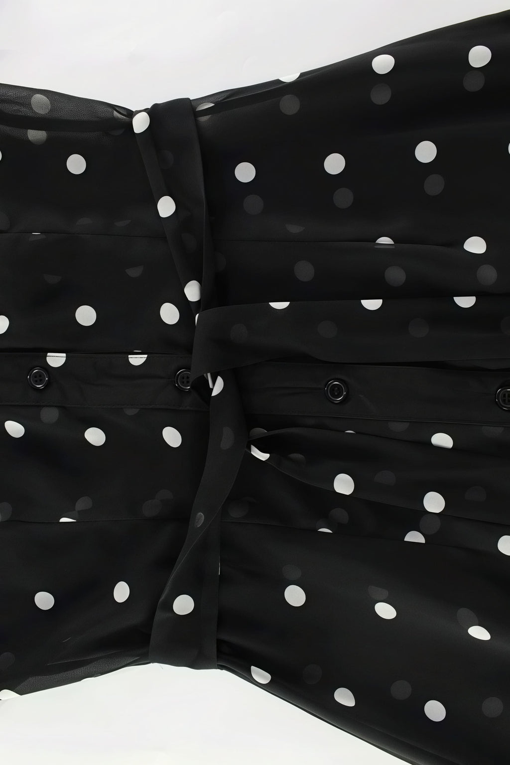 V Neck Waist Long Sleeve High Slit Polka Dot Midi Dress image 6
