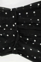 V Neck Waist Long Sleeve High Slit Polka Dot Midi Dress image 6