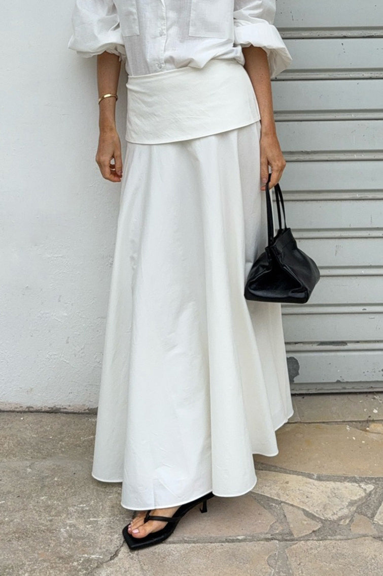Solid A-Line Midi Skirt image 2