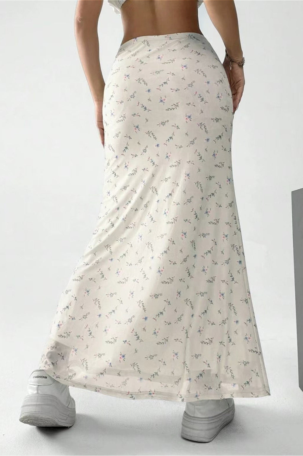 Floral Satin A-Line Midi Skirt image 3
