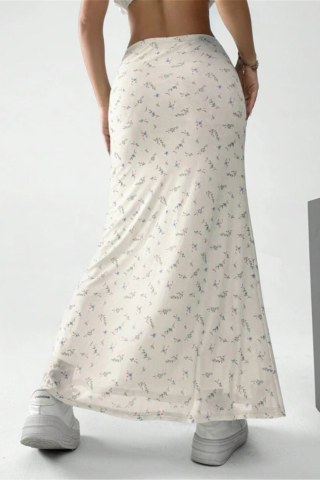 Floral Satin A-Line Midi Skirt image 3