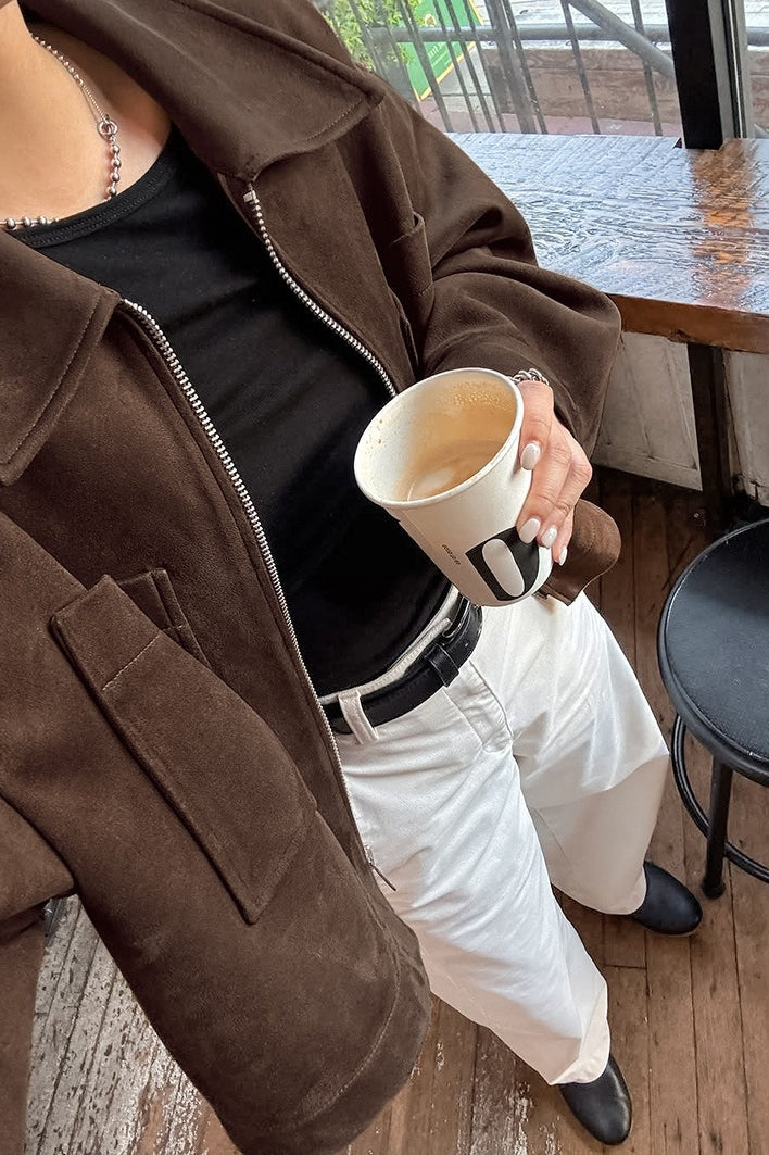 Loose Fit Brown Suede Jacket image 3