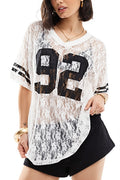 Lace Hollow Out Loose Street T-shirt image 1