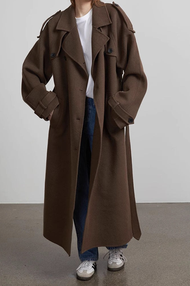 Solid Color Longline Elegant Long Sleeve  Overcoat image 8