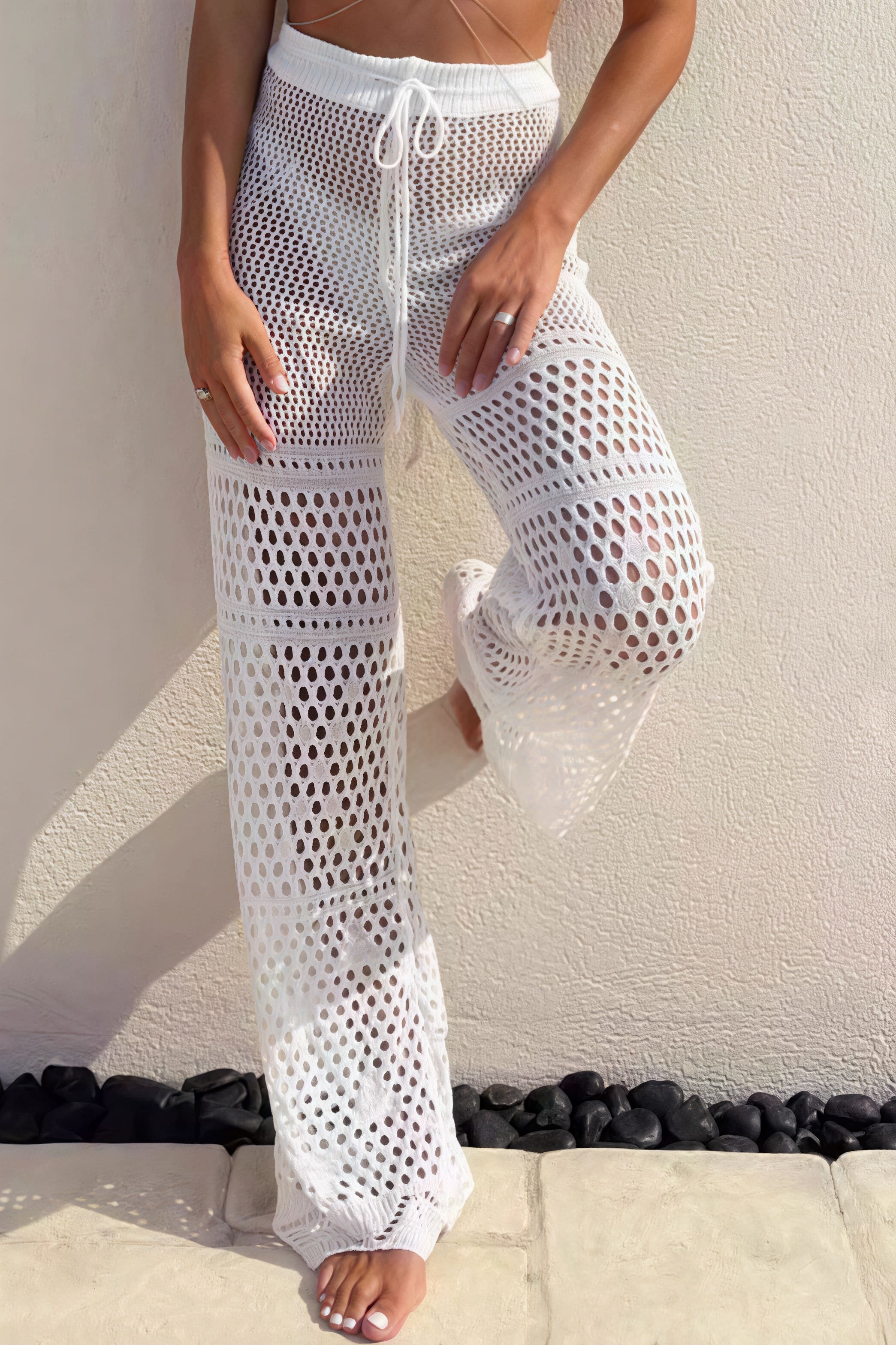 Chic Ribbed Knit Wrap Waist Pants image 1