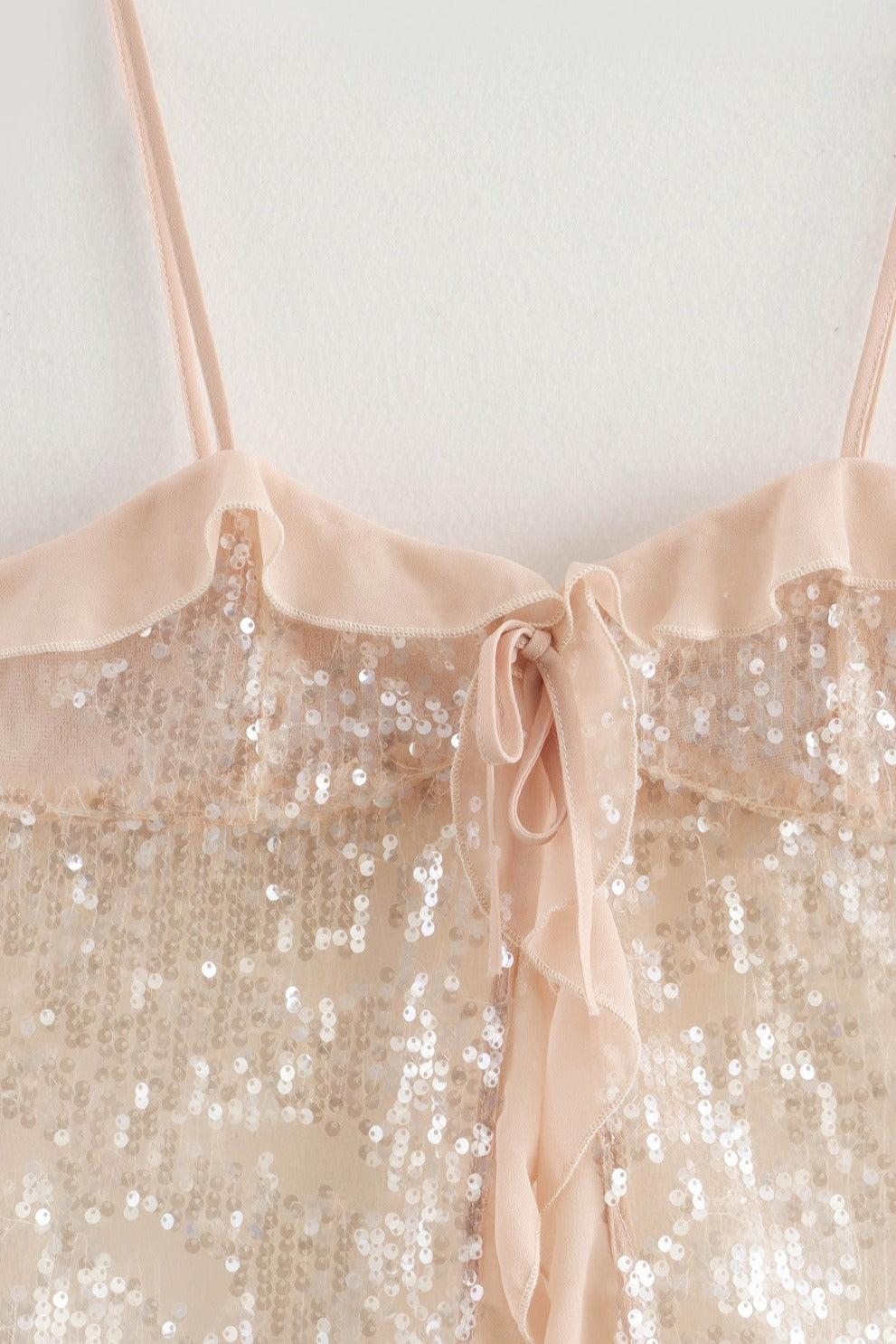 Glitter Ruffle Sequin Cropped Cami Top image 7