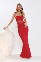 Lace Patchwork Cami Bodycon Maxi Dress image 1