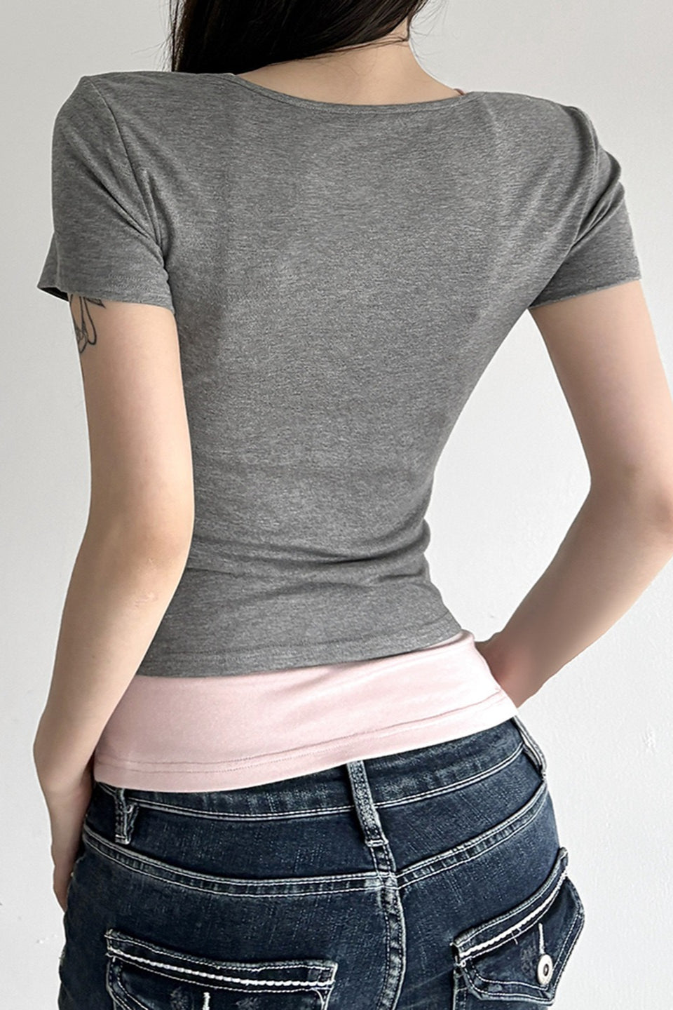 Color Contrast Two Piece Slim Blouse image 4