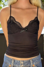 Lace Panel V Neck Sheer Cami Top image 5