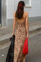 Street Style Leopard V Neck Backless Cami Maxi Dress image 2