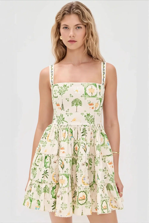 Cami Plant Print Mini Boho Dress image 1