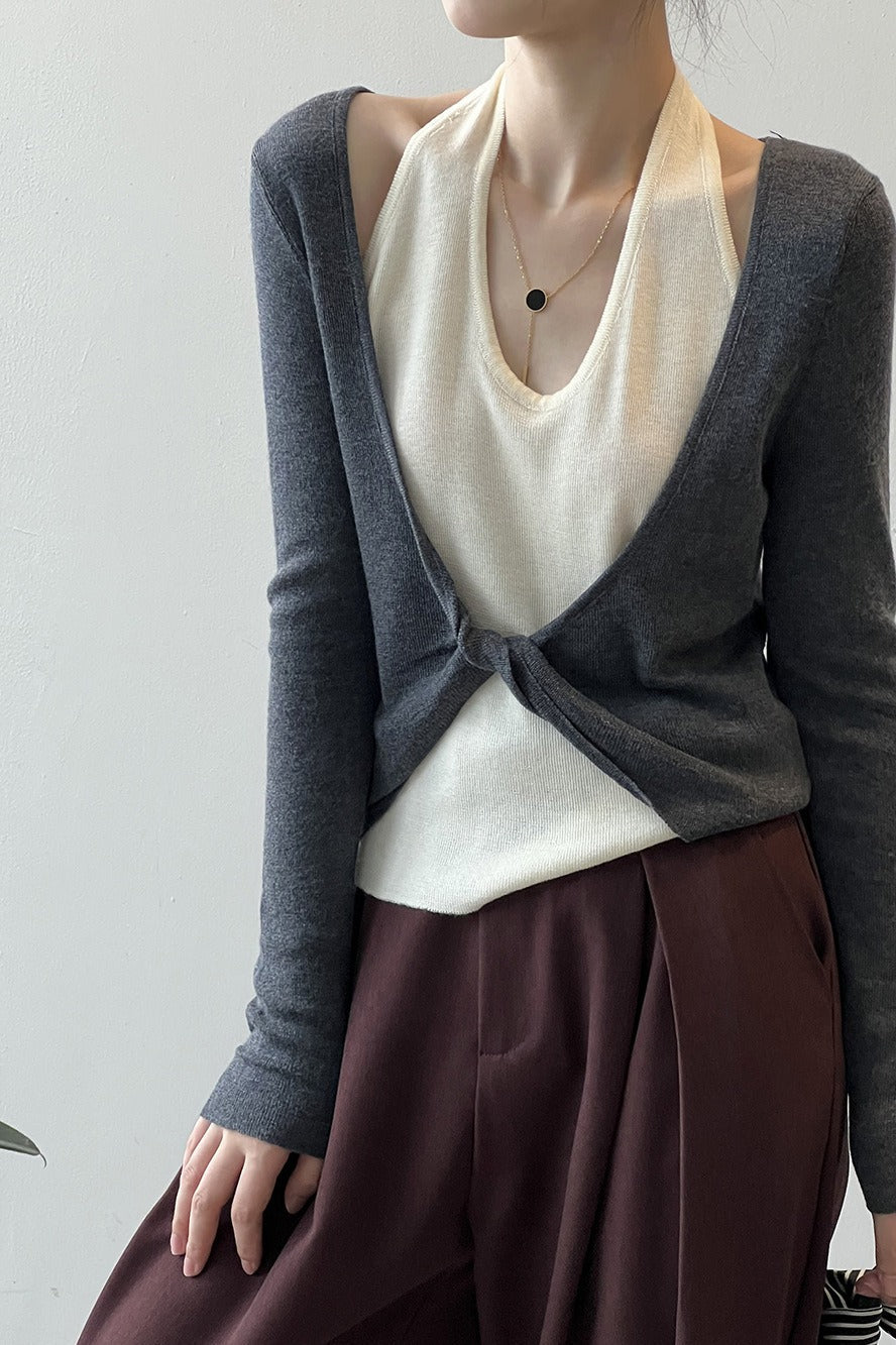 Patchwork Layered Halter Long Sleeve Tee image 6