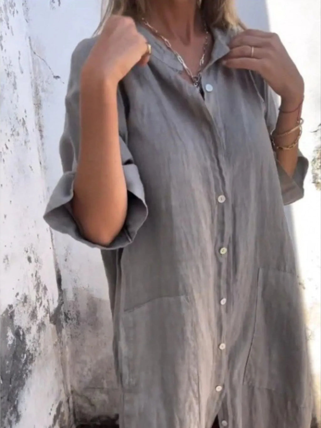 Marseille Linen Shirt Dress styled for Avrienne