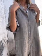 Marseille Linen Shirt Dress styled for Avrienne