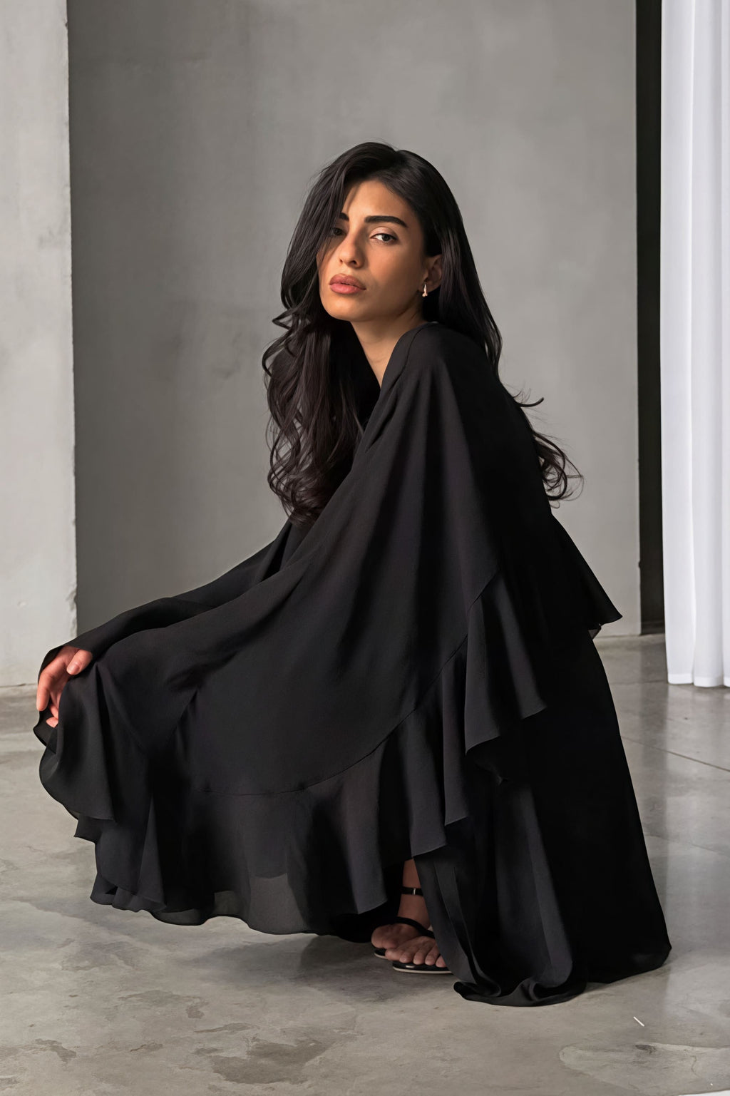 Ruffle Cape Half Sleeve Elegant Mini Dress image 2