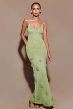 Solid Slim Knit Cami V Neck Maxi Dress image 3