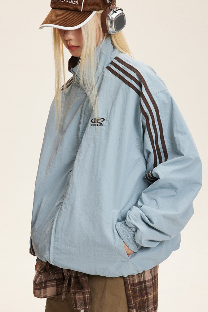 Reversible Stand Collar Colorblock Jacket image 12
