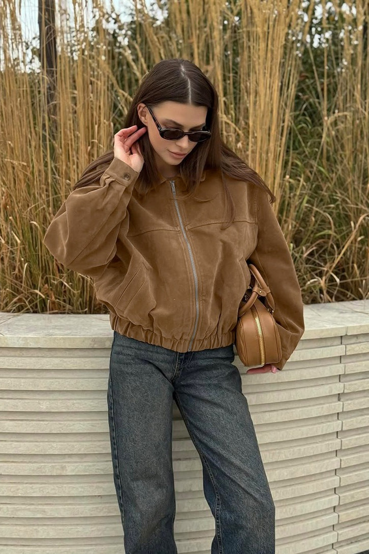 Vintage Suede Zip Front Relaxed Jacket image 6