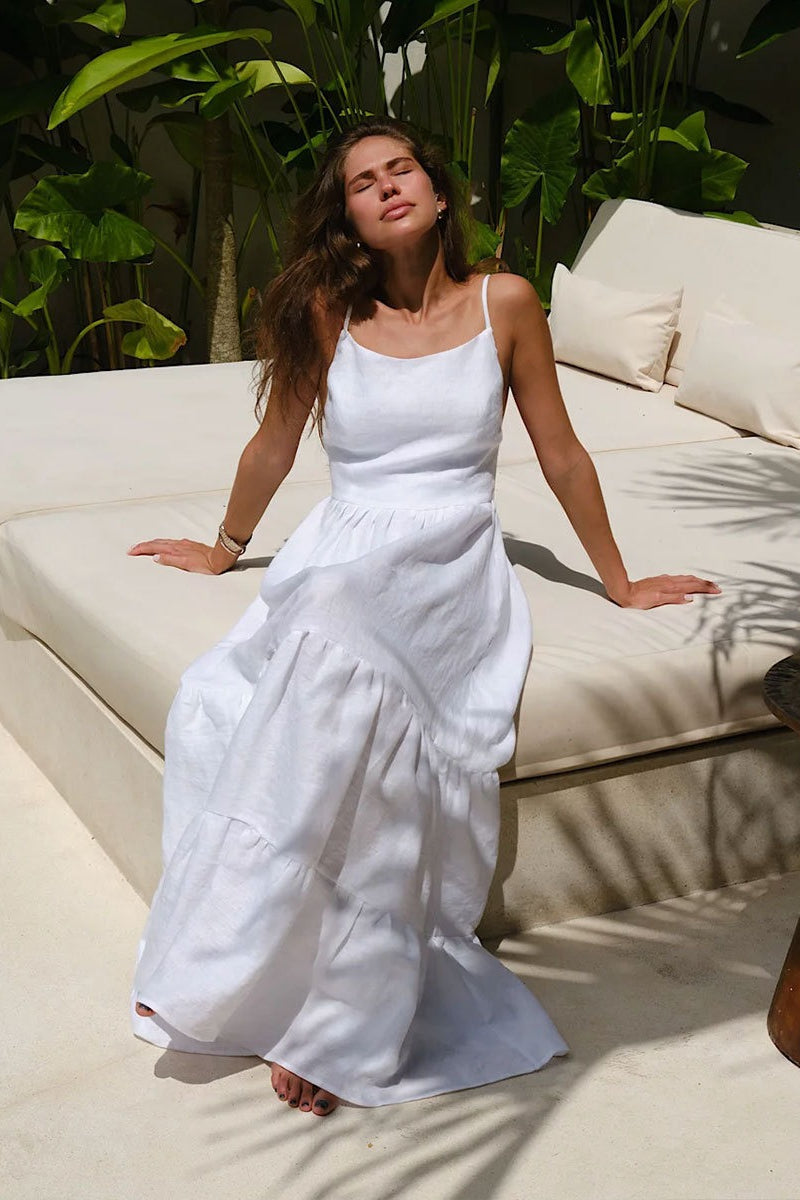 Spaghetti Strap Backless Ruffle Maxi Dress image 1