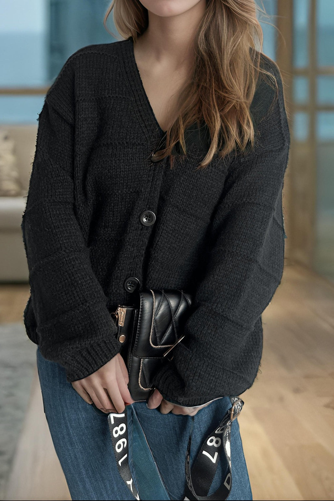 Relaxed V-Neck Cardigan image 7