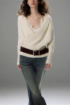 Minimalist Wrap Front Knit Blouse image 3