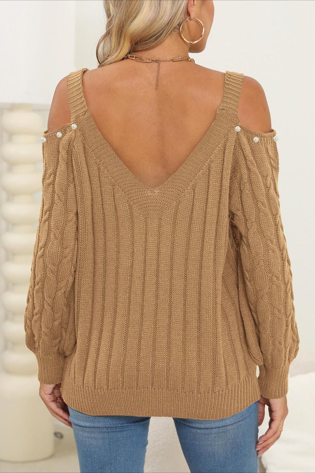 Deep V Sexy Off-Shoulder Loose Pullover Sweater image 16