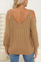Deep V Sexy Off-Shoulder Loose Pullover Sweater image 16