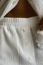 Solid Cotton Wrinkled Shirt Pants Two Piece Set image 3