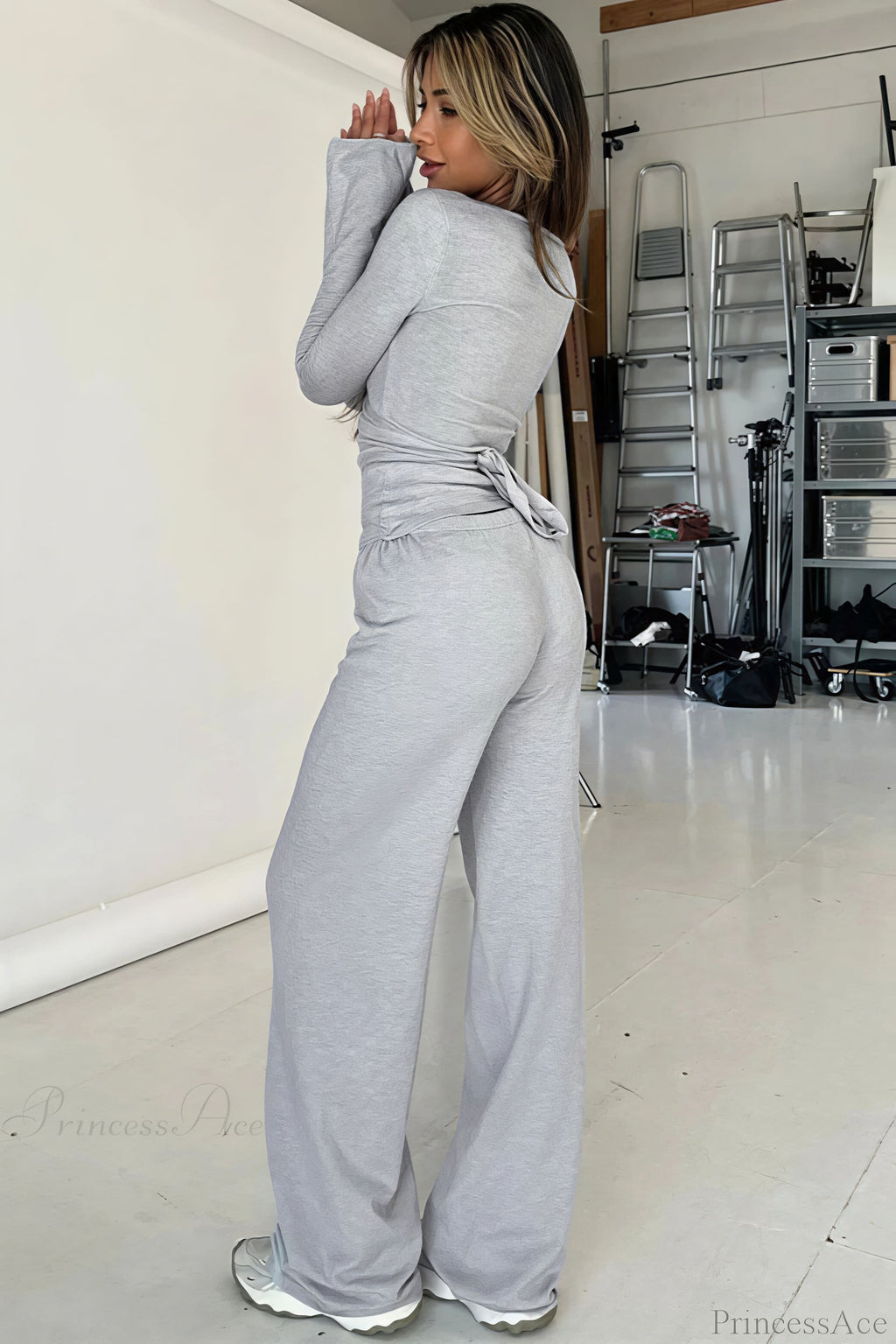 Y2K Sexy V-Neck Fitted Top Casual Pants Two Piece Set image 7