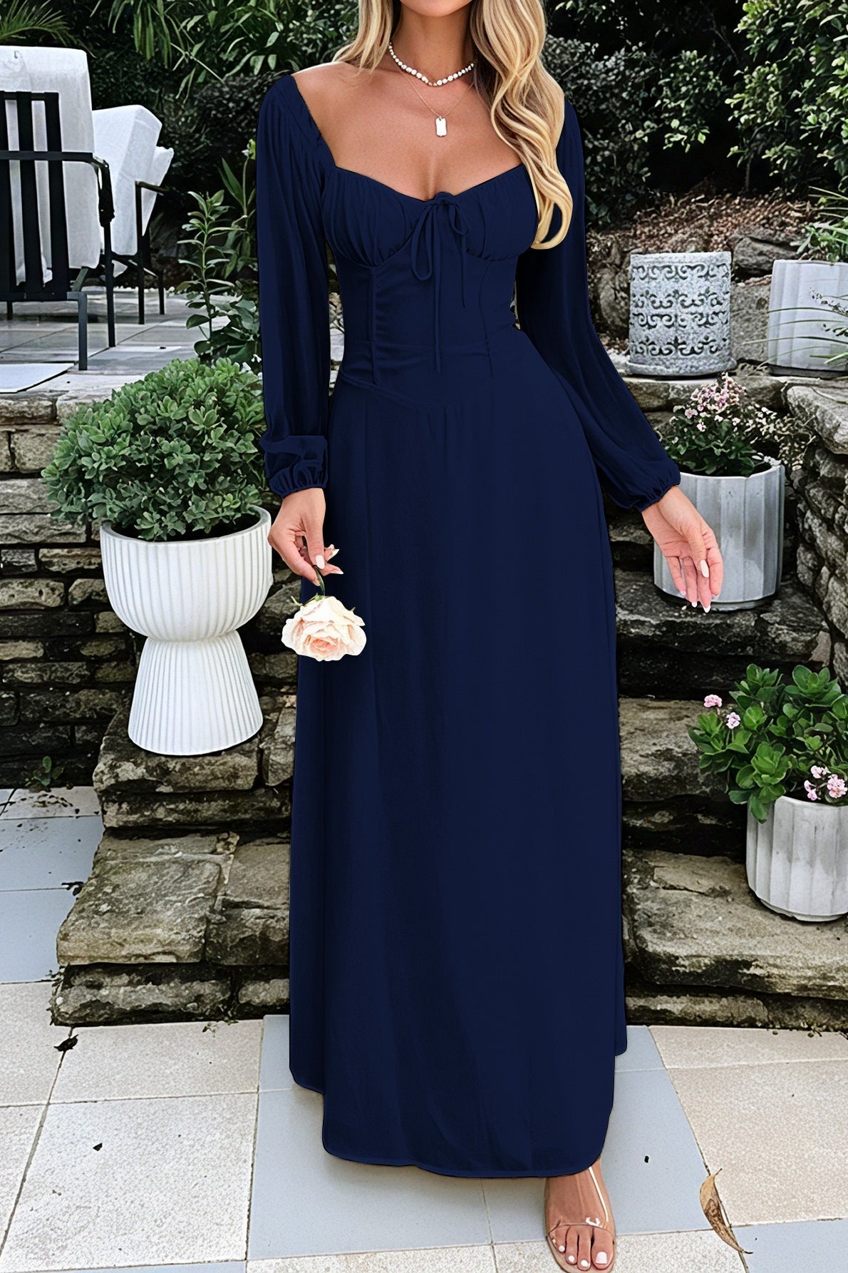 Solid Long Sleeve Party Dress image 11