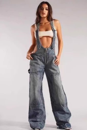 Low Rise Wide Leg Overall Jeans image 1