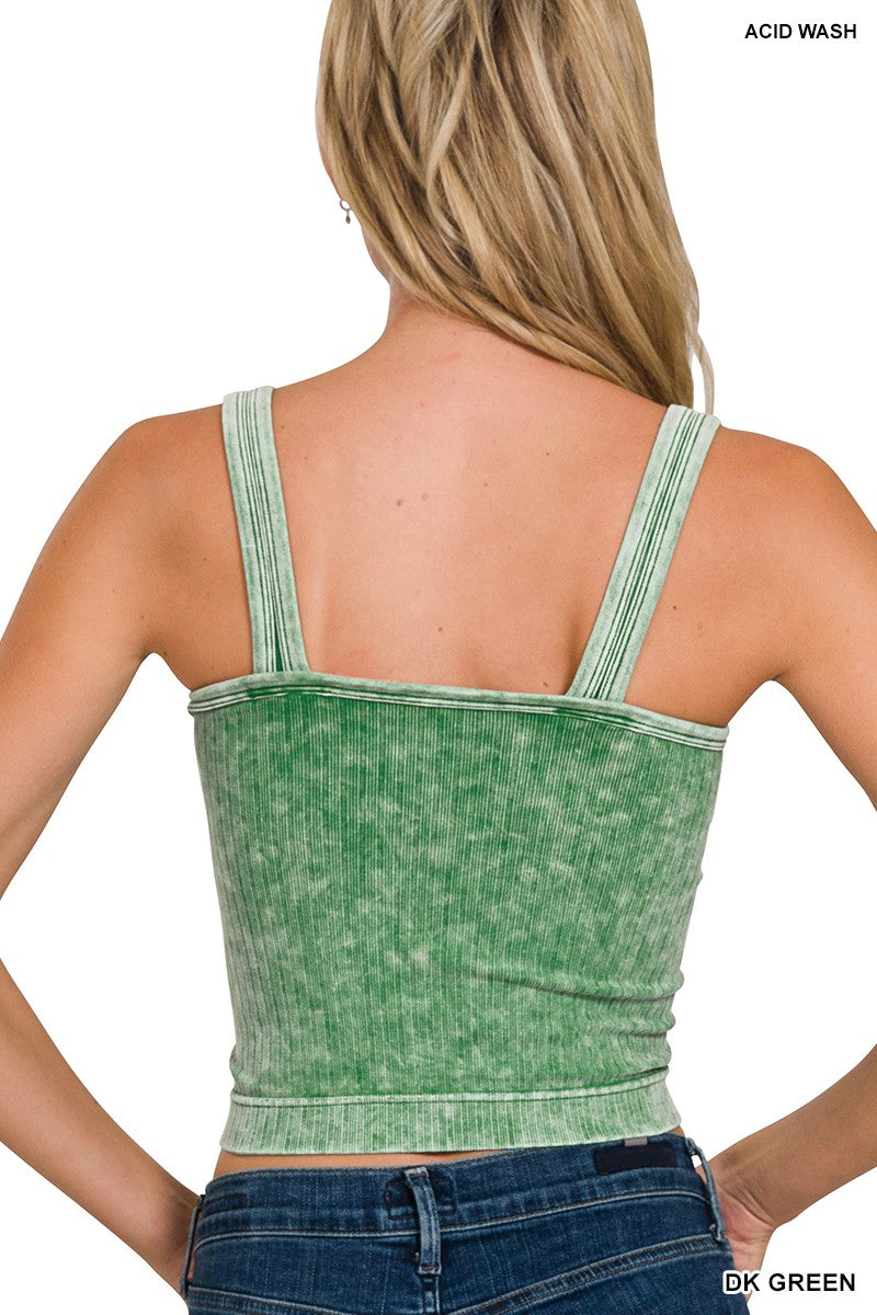Lucienne Ribbed Tank detail view styled for Avrienne