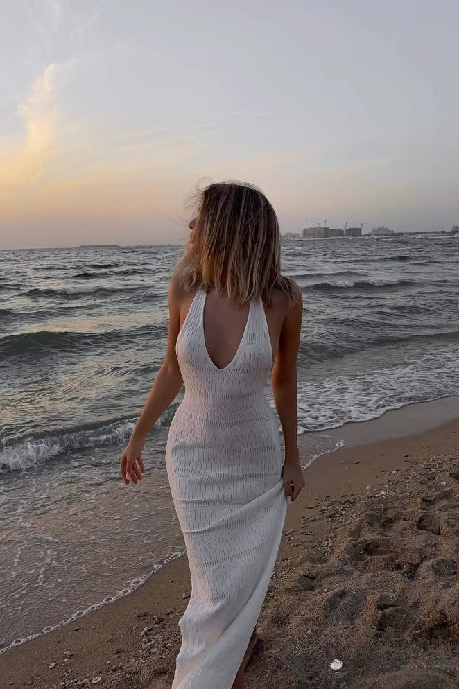 Knit Hollow Out Backless Maxi Dress image 2