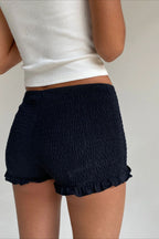 Y2K Solid Casual Low Waist Plaid Ruffle Shorts image 24