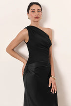 Vintage One-shoulder Sleeveless Tailored Maxi Dress image 9
