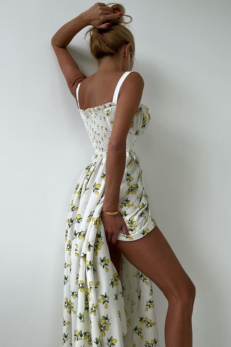 Floral Cami Tie High Waist Slit Midi Dress image 7