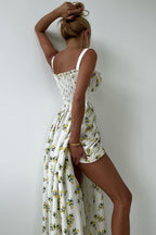Floral Cami Tie High Waist Slit Midi Dress image 7