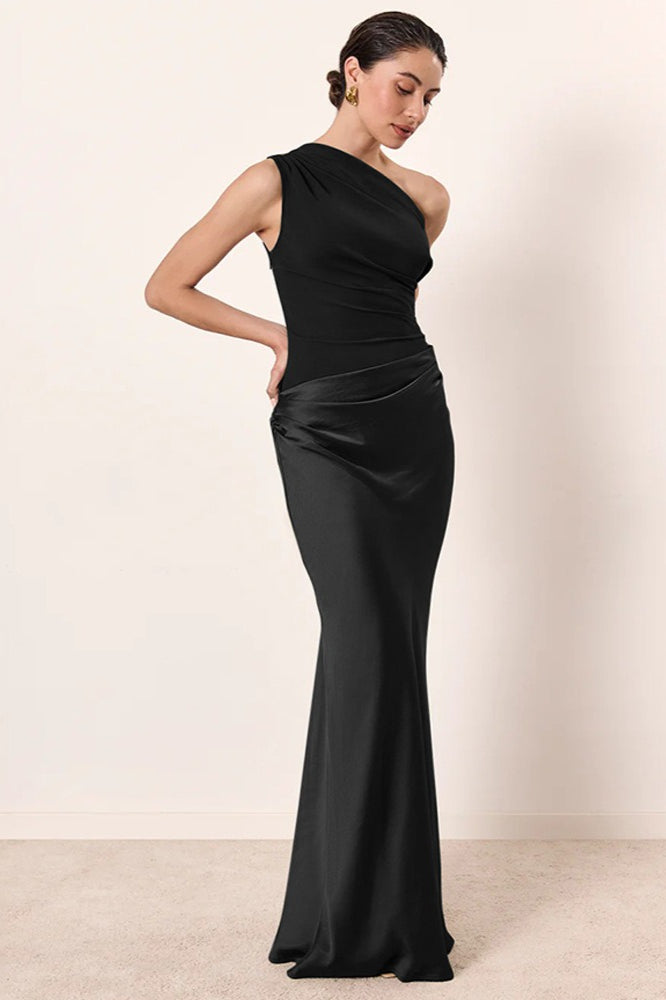 Vintage One-shoulder Sleeveless Tailored Maxi Dress image 10