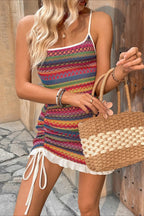Colorful Strappy Knit Boho Dress image 20