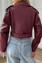 Vintage Cropped PU Leather Jacket image 4