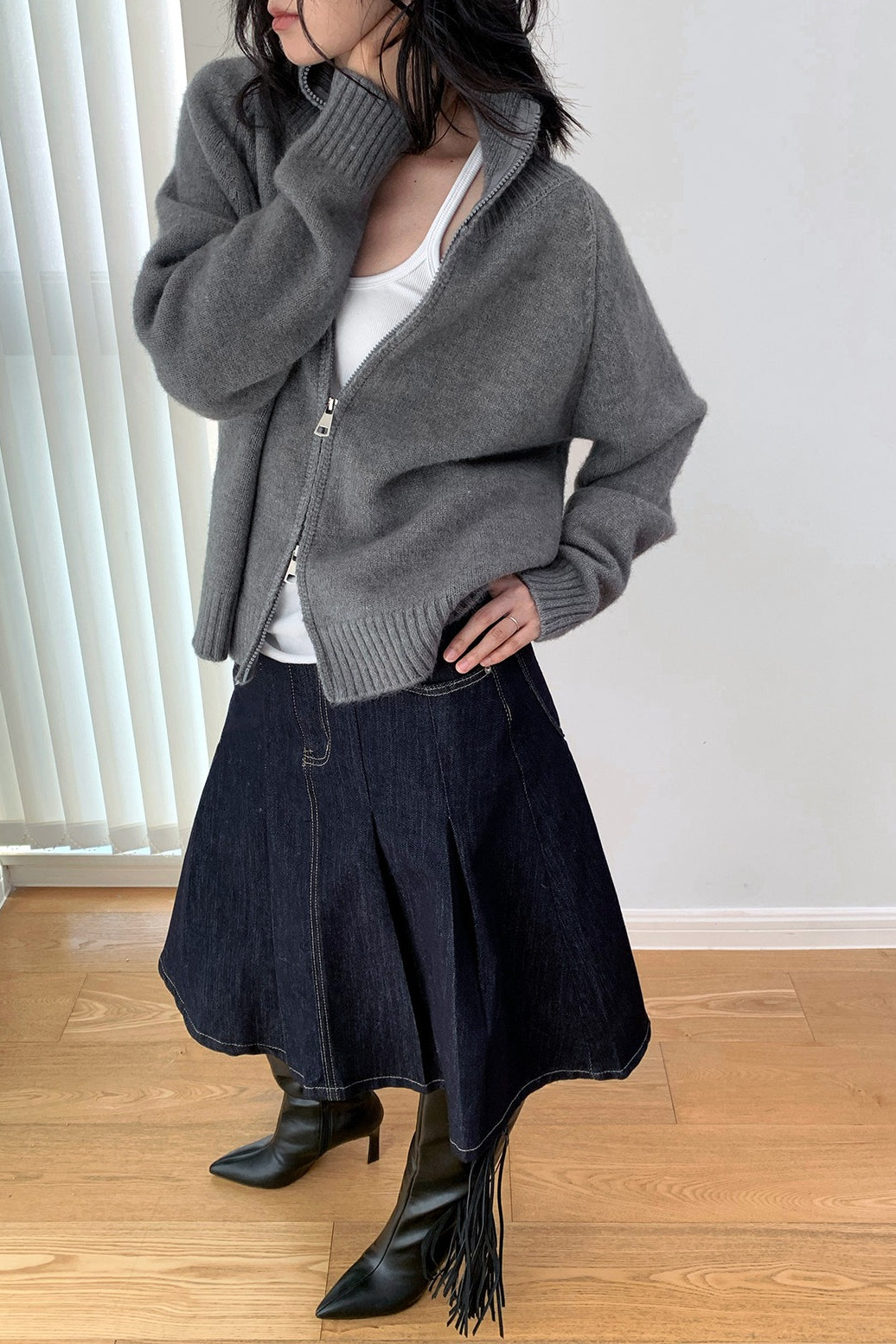 Soft Knit Zipper Cardigan image 11