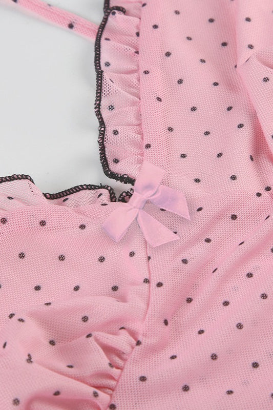 Sweet Mesh Polka Dot Crop Blouse image 3
