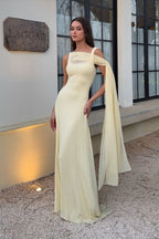 Elegant Solid Sash Shawl Cami Maxi Dress image 1