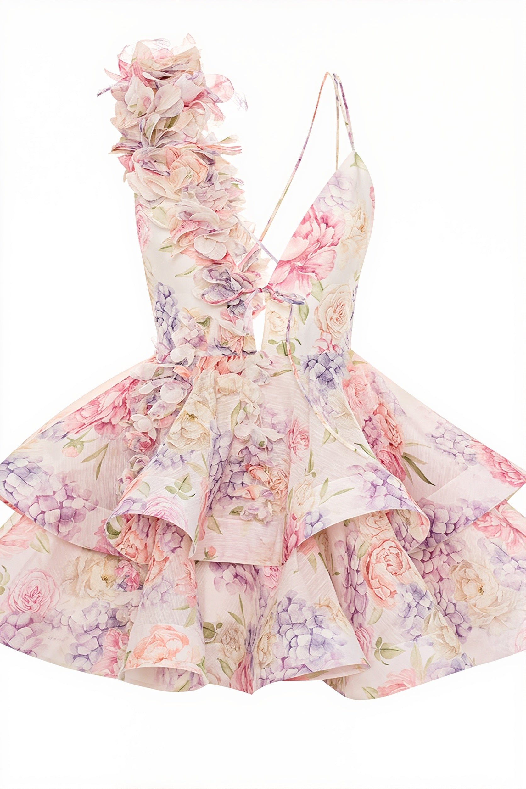 Chic Floral Print V Neck Sleeveless Backless Tulip Mini Dress image 7
