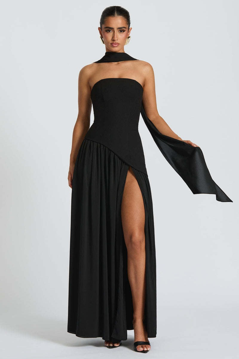 Solid Bustier High Slit Formal Dress image 25