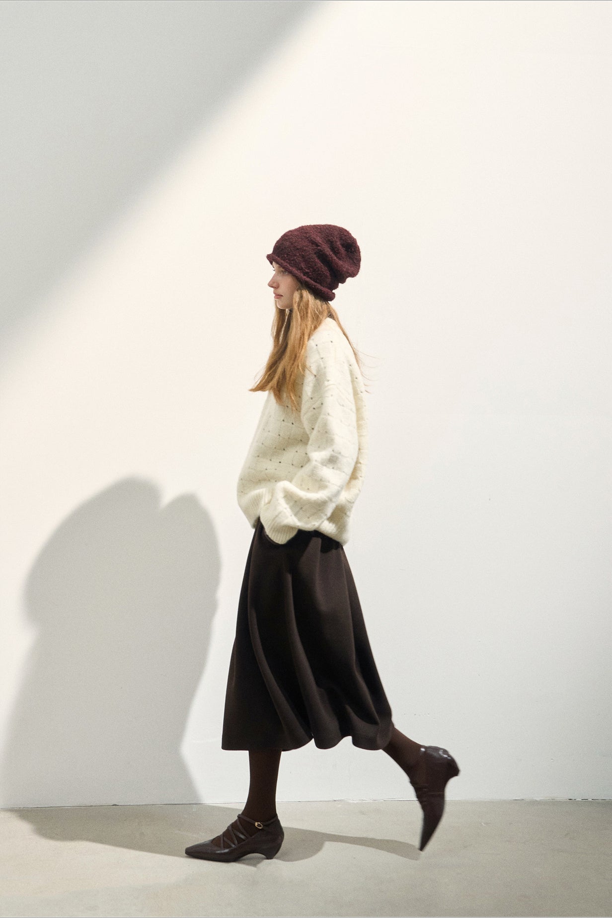 Loose Fit Crew Neck Wool Blend Knit Sweater image 4