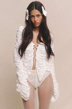 Sexy Cutout Tie-Waist Solid Long-Sleeve Cardigan image 2