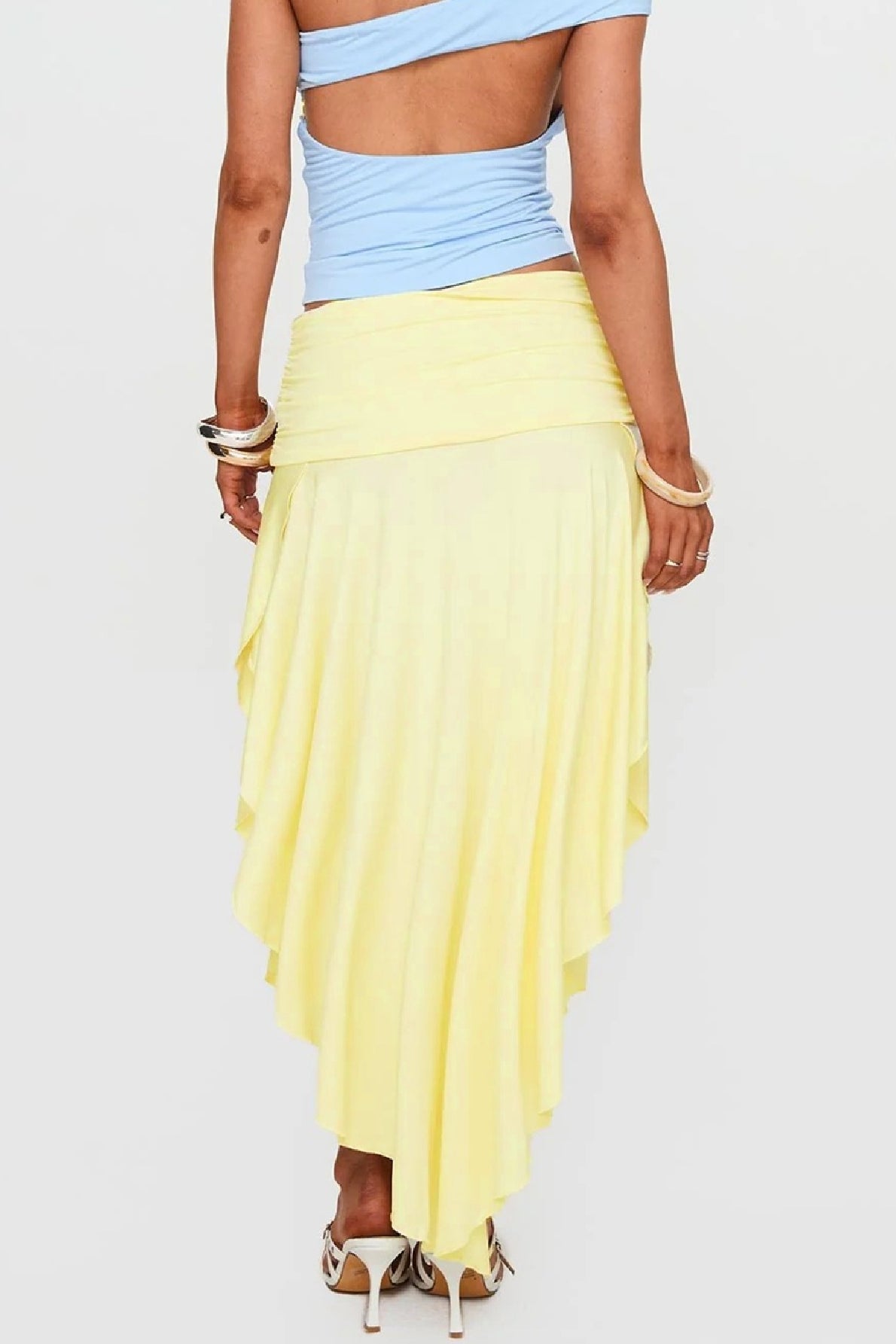 Wrinkled High Waist Asymmetrical Split Skirt image 5