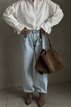 Cotton Single-Breasted Bell Sleeve Blouse image 4
